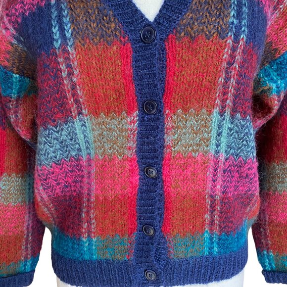 Vintage Epogee Plaid Mohair Button Cardigan Old Money Classic Preppy Country-S - Picture 3 of 9